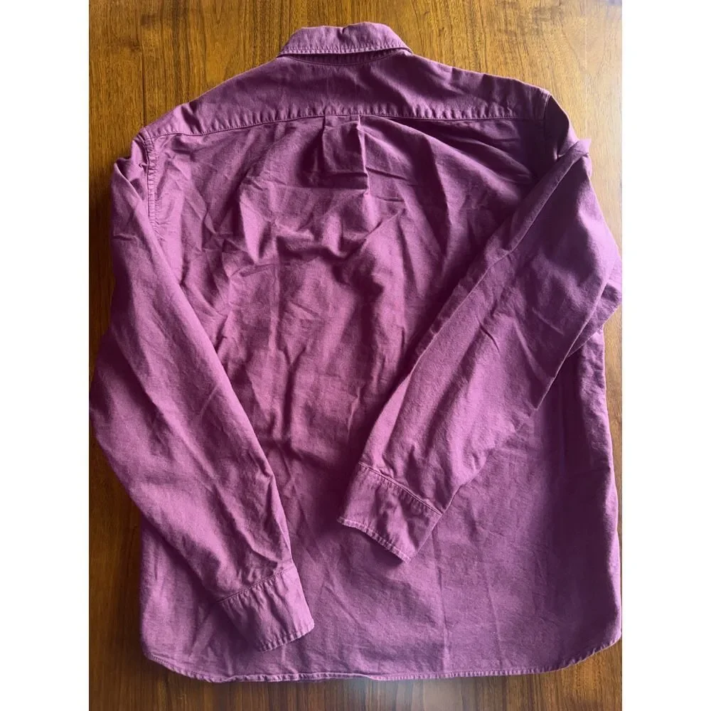 J.Crew Men's Slim Untucked Garment Dyed Burgundy Button-Down - Size L